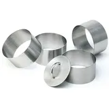 APS 113 Edelstahl Mousse Ring nahtlos, 5-tlg. Set (4 Ringe + 1 Pusher), Ø 8 cm