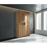Home Affaire Drehtürenschrank HOME AFFAIRE "Huven, Kleiderschrank mit viel Stauraum, aus Massivem Eichenholz", braun (eiche), B:104cm H:218cm T:65cm, Massivholz, Schränke, Drehtürenschrank, Scandi, 218cm Hoch, 1 Kleiderstange & 1 Fach, Bügelgriff & Soft-Close