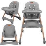 COIL Kinderhochstuhl, Babystuhl 2-in-1, Essensstuhl, verstellbar, abnehmbares Tablett, rutschfest, 6 bis 36/96 Monate, 5-Punkt-Gurt, Hochstuhl, Hochstuhl für Baby, belastbar bis 15 kg/30 kg (Grau)