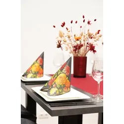 Airlaid Serviette Amara, 40 x 40 cm, 50 Stück - Mank - Floral Chrysanthemen Herbst