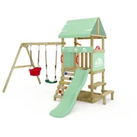 Wickey Spielturm DinkyHouse mit Rutsche, und Picknicktisch & pastellgrün
