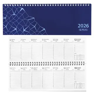 Herlitz Tischkalender 300014224 Compact, Jahr 2026, Querkalender, 1 Woche = 1 Seite, 30 x 10 cm