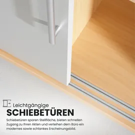 bümö Aktenschrank 2 Ordnerhöhen 80 x 40 x 180 grau/silber