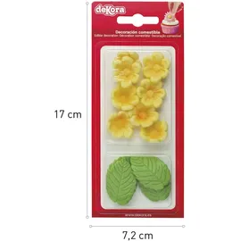 Dekora Glasdekoration mit 8 gelben Gänseblümchen und 5 Blättern