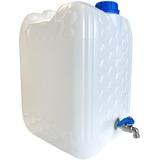 pokm toolsmarket - Wasserkanister mit Hahn, 10 Liter, Trinkwasser Kanister mit Zapfhahn Verzinkt, Wassertank BPA-frei, Wasserbehälter mit Schraubdeckel für Camping - Weiss Farbe