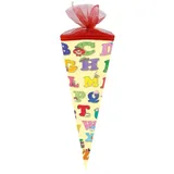 NESTLER Schultüte 22 CM ABC Alphabet rund MIT TÜLLVERSCHLUSS NEU