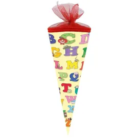 NESTLER Schultüte 22 CM ABC Alphabet rund MIT TÜLLVERSCHLUSS NEU