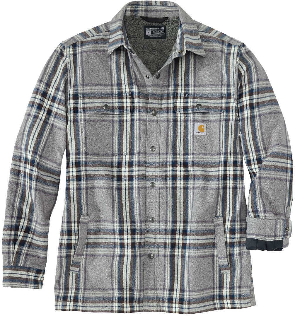 Carhartt Flannel Sherpa Lined Overhemd, grijs, M Voorman