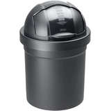 Rotho Roll Bob runder Mülleimer 10l mit Deckel, Kunststoff (PP) BPA-frei, schwarz, 10l (26,5 x 26,5 x 39,5 cm)