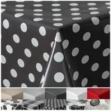 Wachstuchtischdecke Tischdecke abwaschbar PVC Plastik-Tischdecken Gartentischdecke RUND OVAL ECKIG Rechteckig Outdoor Wachs Tafeldecke (Dots, Eckig 130x220cm)