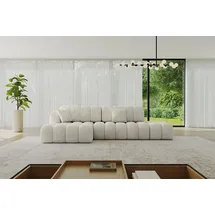altdecor Ecksofa Samt mit Schlaffunktion 2-Sitzer Creme