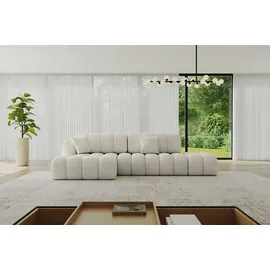 altdecor Ecksofa Samt mit Schlaffunktion 2-Sitzer Creme