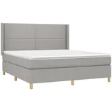 vidaXL Boxspringbett mit Matratze & LED Hellgrau 160x200 cm Stoff