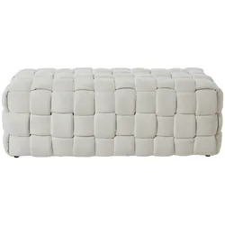 Hockerbank JAHNKE "WEB ART L", beige (creme), B:118cm H:42,5cm T:50cm, Hocker, Hocker, Couchtisch, Beistelltisch gepolstert in edler Flechtoptik