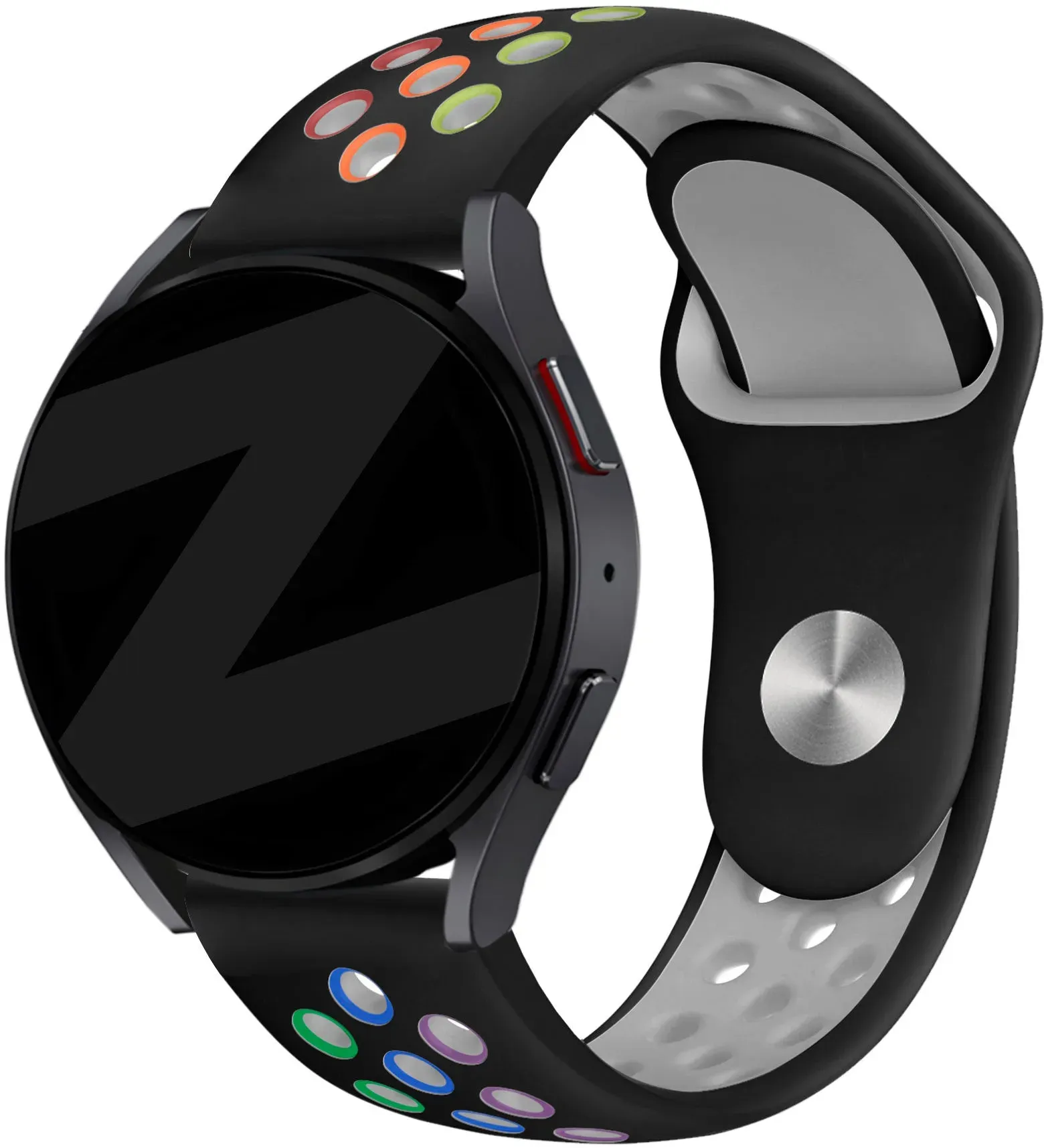 Bandz Oozoo Smartwatch 20mm Armband Silikon 'Deluxe' für Oozoo Smartwatch 20mm - Schwarz/bunt - Druckknopf Verschluss