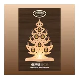 Weigla - Teelichthalter original Erzgebirge I Tannenbaum mit goldenen Kugeln I für 1 Teelicht I Weihnachtsdeko I Teelichthalter aus Holz