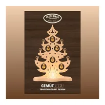 Weigla - Teelichthalter original Erzgebirge I Tannenbaum mit goldenen Kugeln I für 1 Teelicht I Weihnachtsdeko I Teelichthalter aus Holz