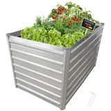 NATIV Hochbeet Metall eckig 160x77x77cm, silber, Gartenbeet, Pflanzbeet, Kräuterbeet