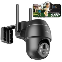 COOAU 5MP Überwachungskamera Aussen Akku, Kabellos WLAN IP Kamera Outdoor mit Intelligente PIR-Personenerkennung, Nachtsicht in Farbe, Audio- und Lichtalarm, H.265-Videokomprimierung, Schwarz
