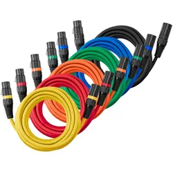 VEVOR XLR-Kabel 4,57 m, 6er-Pack, symmetrische DMX-Mikrofonkabel (Stecker auf Buchse), vergoldete 3-polige XLR-Mikrofon-Lautsprecherkabel, für Bühnenbeleuchtung, Mikrofone, Verstärker, Mischpulte