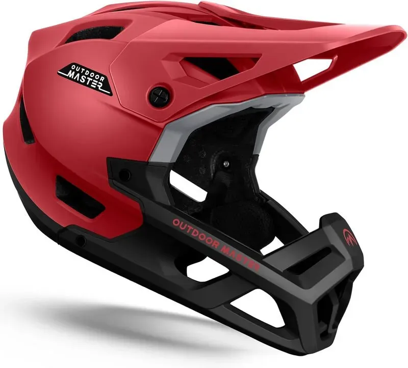 OutdoorMaster Fullface-Mountainbike-Helm für Herren & Damen - Rot, Größe L
