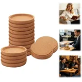 Korkuntersetzer Rund mit Rand, 10cm Kork Untersetzer Absorbierende HitzebestäNdige Runde Kork Untersetzer für BüRo Küche und Esstisch, Holz Matte Tischoberflächenschutz für Meisten Tassen (16PCS)