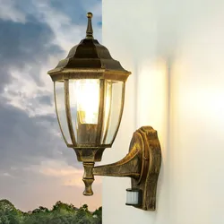 Licht-Erlebnisse Antik Leuchte mit Bewegungsmelder IP43 E27 230V Außenleuchte Wandlampe Wandleuchte Beleuchtung Hof Garten Aussen Sensor, RA2/1/834
