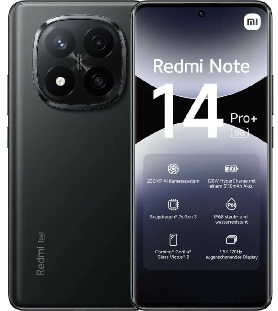 Smartphone Xiaomi Redmi Note 14 Pro+ Octa Core 12 GB RAM 512 GB Schwarz 6,67