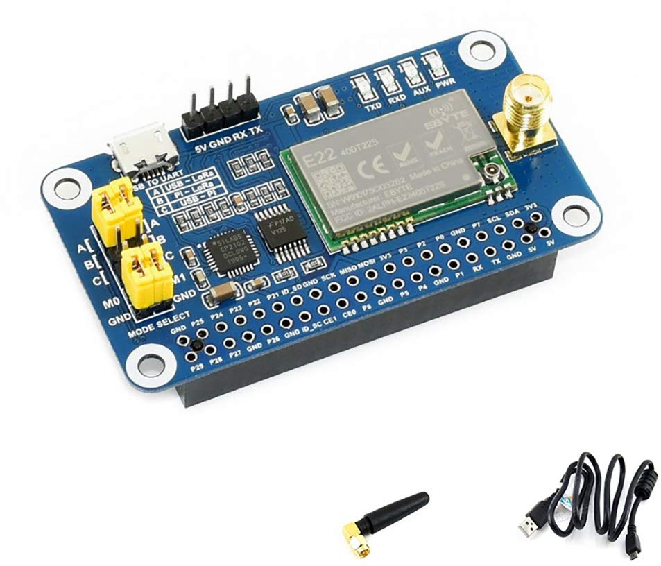 Waveshare SX1268 LoRa HAT for Raspberry Pi Spread Spectrum Modulation 433MHz Frequency Band Allow Data Transmission up to 5km 84 Available Signal Channel