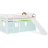 Homestyle4u Hochbett, Grün, Weiß, Textil, Kiefer, 90x200 cm, Kinder-