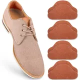 SULPO 4 Paare Echt-Leder Fersenpolster - Fersenschutz gegen Blasen & Reibung - Fersenkissen für Schuhe - Schuh Fersen Reparatur - Selbstklebende Heel Pads - Antirutsch Hackenpolster - Cognac