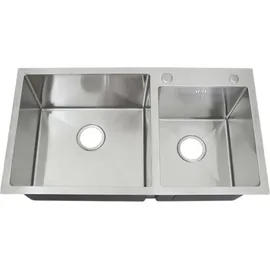 MONSTER SHOP Edelstahl Küchenspüle Spülbecken Doppelspüle Einbauspüle Zwei Waschbecken 82cm - Silber