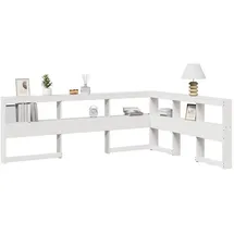 vidaXL Kopfteil mit Bücherregal L-Form Weiß 140 cm Massivholz Kiefer
