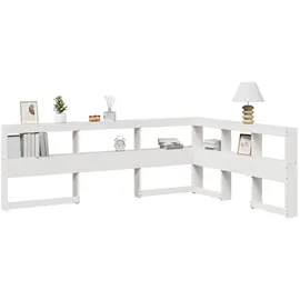 vidaXL Kopfteil mit Bücherregal L-Form Weiß 140 cm Massivholz Kiefer