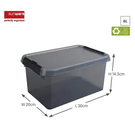 Helit Aufbewahrungsbox Comfort Line 30 x 20 x 14,5 cm 1-tlg. grau transparent