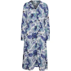 Blusenkleid FRANSA "Blusenkleid FRDana", Damen, Gr. L, blau (midnight sail mix), Obermaterial: 100% Viskose CV., gemustert, casual, regular fit knieumspielend, V-Ausschnitt, Kleider