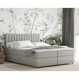 panda möbel Boxspringbett 160x200 EVEREST, mit Topper, mit Bettkästen, Doppelbett, Hellgrau - Hellgrau