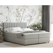 panda möbel Boxspringbett 160x200 EVEREST, mit Topper, mit Bettkästen, Doppelbett, Hellgrau - Hellgrau