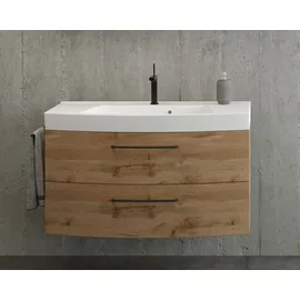 WELLTIME Waschbeckenschrank WELLTIME "Chicago", braun (wotaneiche), B:100cm H:59cm T:50cm, MDF, Schränke, Waschbeckenunterschrank, Badmöbel, Waschtisch, Breite 100 cm, mit Softclose