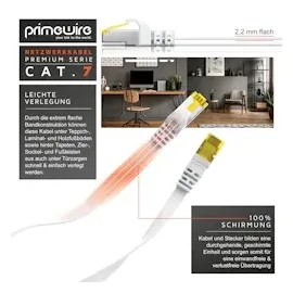 Primewire LAN-Kabel CAT.7, RJ-45 (Ethernet), CAT 7 Flachband U/FTP Gigabit Netzwerkkabel 10 Gbit/s Patchkabel - 7,5m
