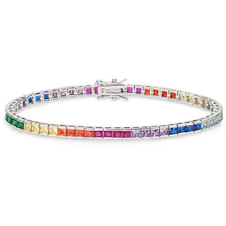 bruno banani Armband »Schmuck Geschenk Silber 925 Armschmuck Tennisarmband Regenbogen«, mit Zirkonia (synth.), 10887846-21 silberfarben-blau-lila-pink-orange-gelb-grün-hellblau + blau-lila-pink-orange-gelb-grün-hellblau