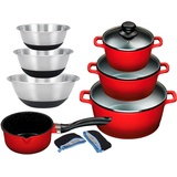 King Topf-Set, Aluminiumguss (Set, 12-tlg), Töpfe16/16/20/24cm,Keramikantihaftbeschichtung,Rührschüsseln,Induktion