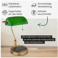 Bmf-versand Tischlampe Wohnzimmer LED Tischleuchte Messing 2er Set Banker