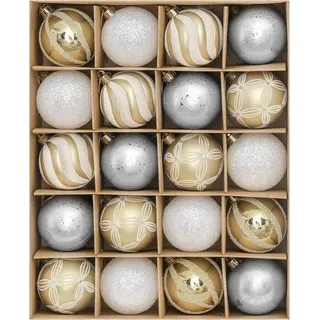 LuxusKollektion Baumbehang Weihnachtskugeln 20 Stücke 6cm Gold Weiß Christbaumkugeln Baumschmuck