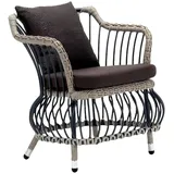 JVmoebel Gartensessel Modern Sessel 1 Sitzer Couch Polster Luxus Braun Rattan Design (Sessel), Made in Europa braun