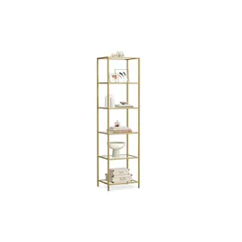 VASAGLE Glasregal 6 Ablagen 30 cm x 40 cm x 177,3 cm Gold