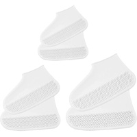 3 Paar Tragbarer Silikon Regenüberschuhe,Regen Überschuhe, Wiederverwendbare Silikon Wasserdicht Schuhüberzieher, für Schuhschutz, weiß, (Vollständiger Code) L/M/S.