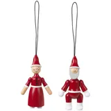 Kay Bojesen Denmark Kay Bojesen Weihnachtsmann und Weihnachtsfrau Figurines aus Buche lackiert