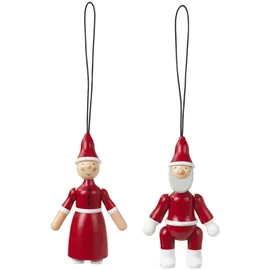 Kay Bojesen Denmark Kay Bojesen Weihnachtsmann und Weihnachtsfrau Figurines aus Buche lackiert