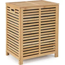 Costway Wäschekorb mit Deckel Groß, 80L Wäschesammler Bambus, Wäschebox mit Wäschesack herausnehmbar & waschbar, Wäschetruhe wäscheschrank für Bad, Schlafzimmer, Wohnzimmer